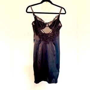 Bodycon Sheer Lace Mind Code Black Strappy Satin Lace Mesh Mini Dress, M